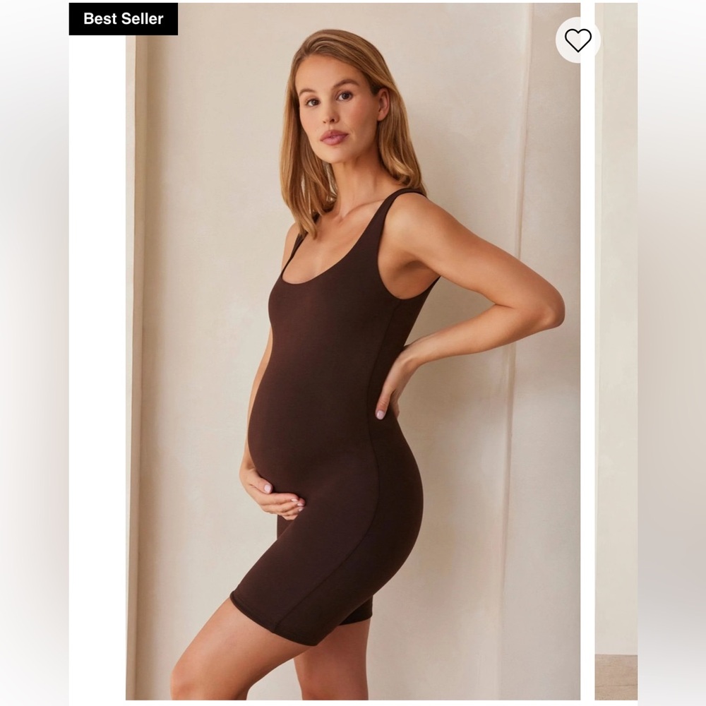 Seamless Maternity Shaping Tank Romper - Brown
